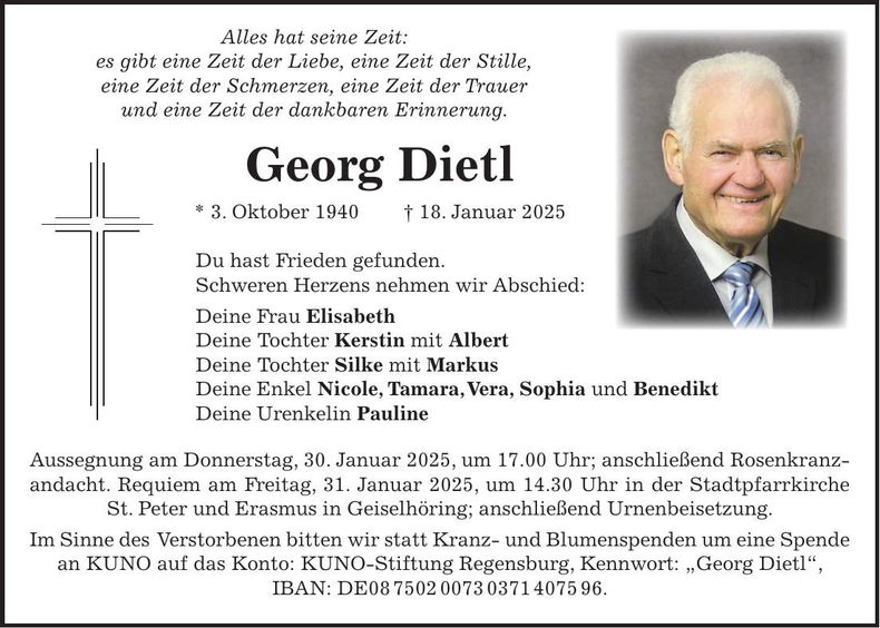 Traueranzeige Georg Dietl