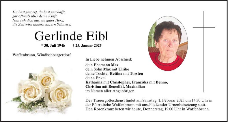 Traueranzeige Gerlinde Eibl