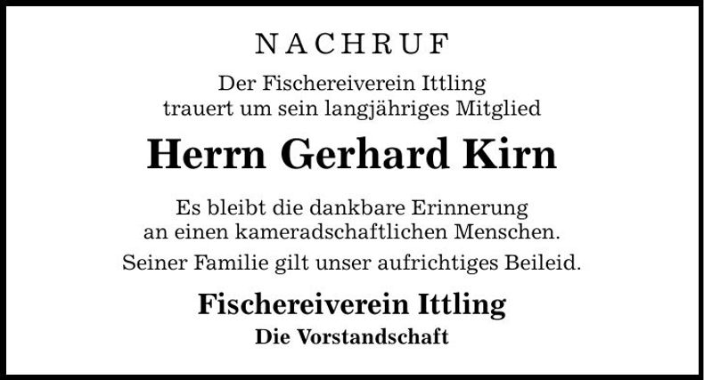 Traueranzeige Gerhard Kirn