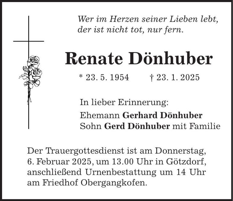 Traueranzeige Renate Dönhuber