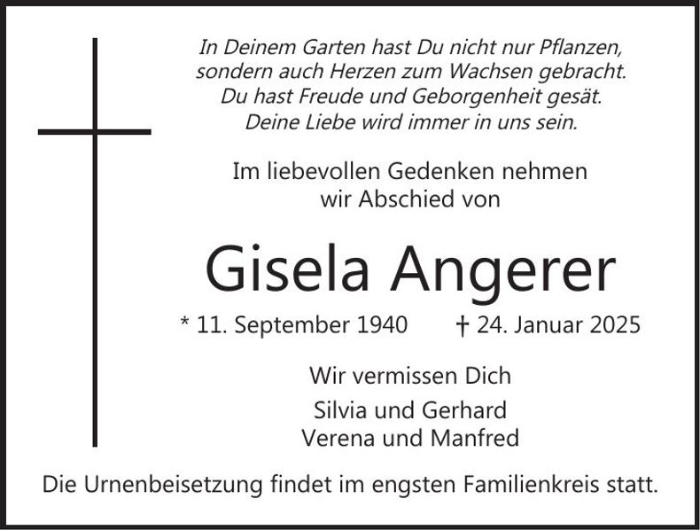 Traueranzeige Gisela Angerer