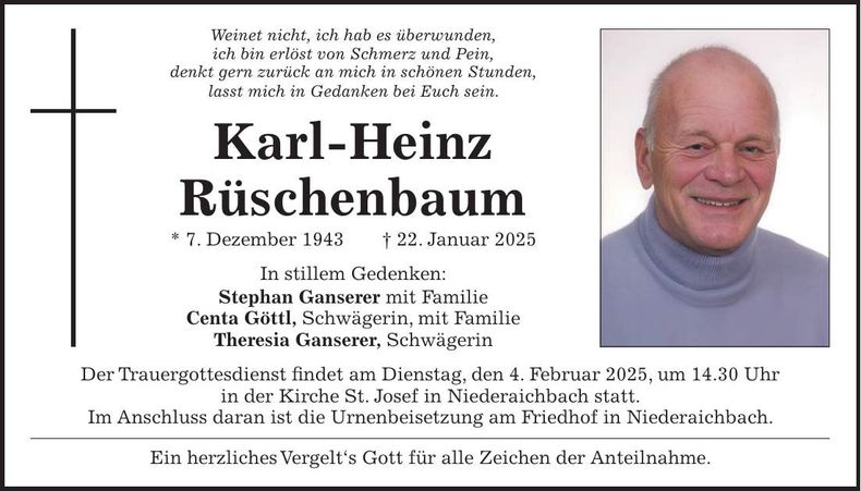 Traueranzeige Karl-Heinz Rüschenbaum