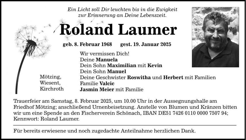 Traueranzeige Roland Laumer