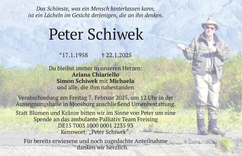 Traueranzeige Peter Schiwek