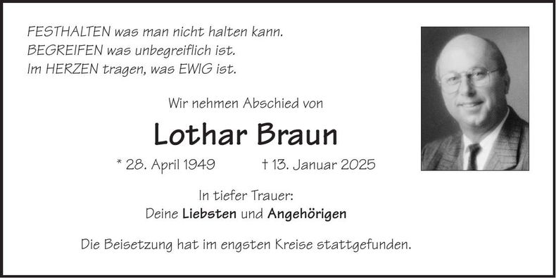 Traueranzeige Lothar Braun