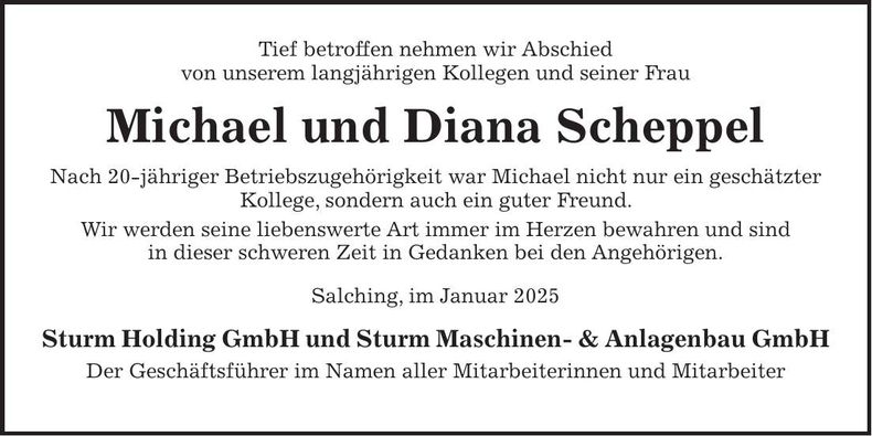 Traueranzeige Michael Scheppel