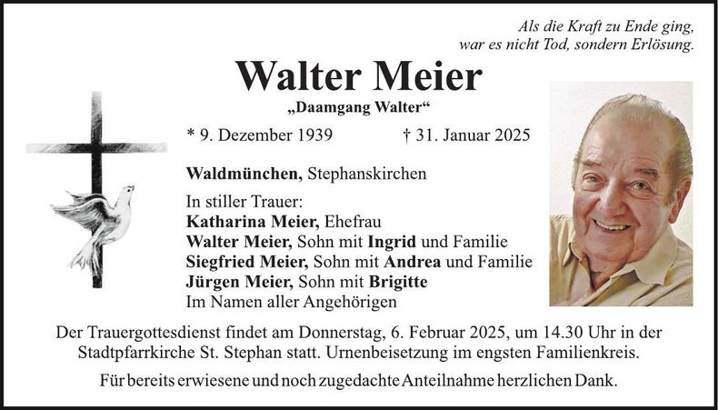 Traueranzeige Walter Meier