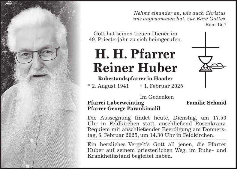 Traueranzeige Reiner Huber