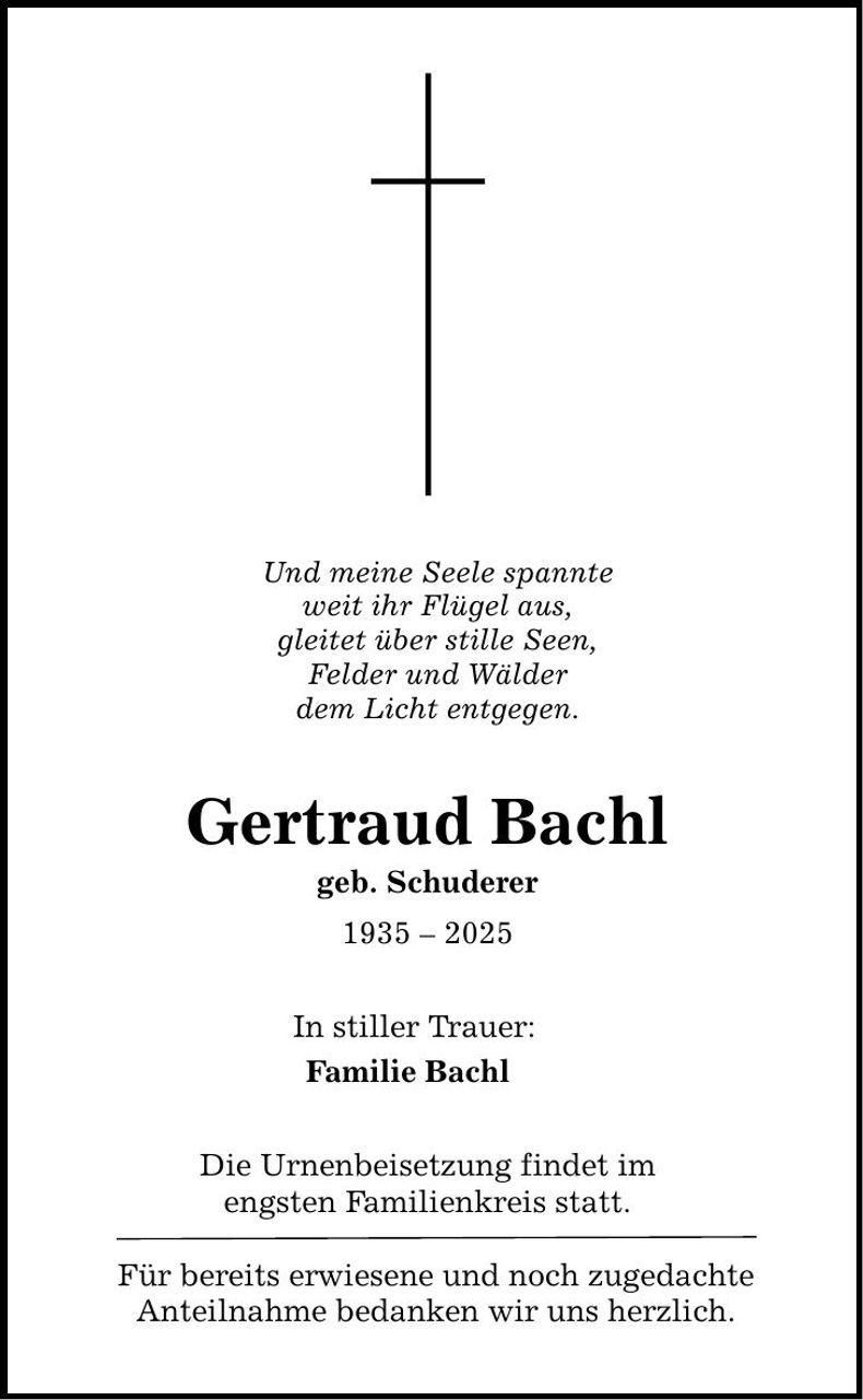 Traueranzeige Gertraud Bachl