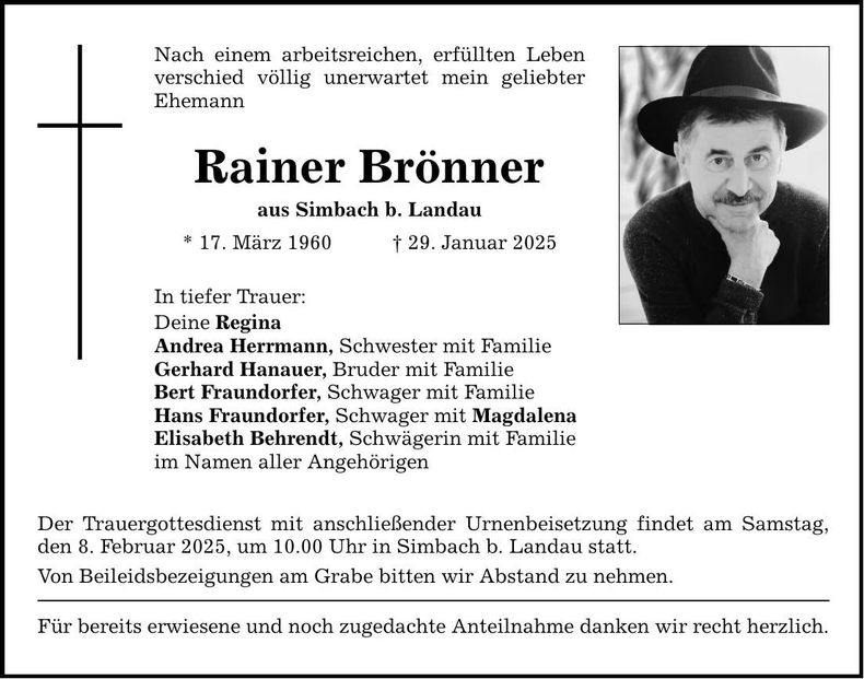 Traueranzeige Rainer Brönner
