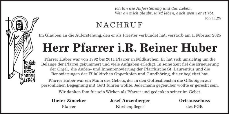 Traueranzeige Reiner Huber