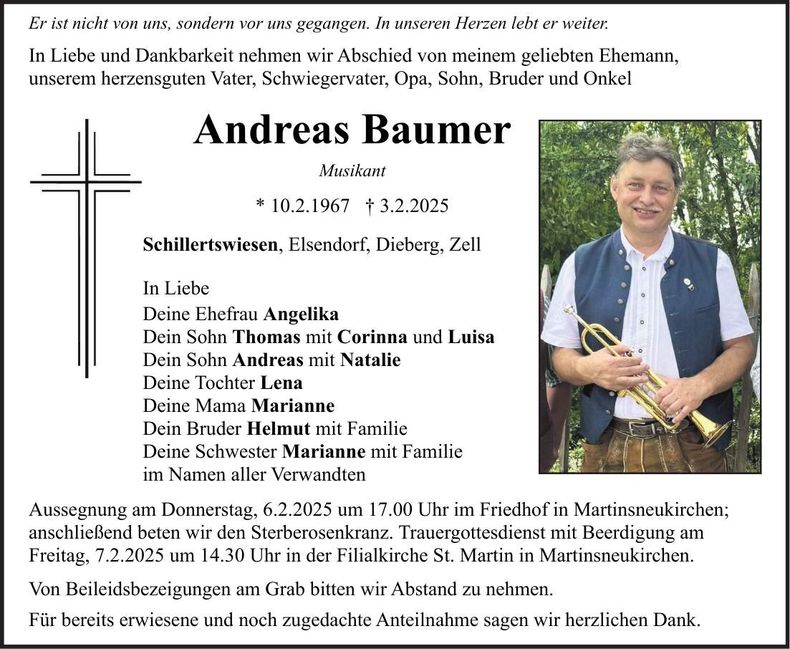 Traueranzeige Andreas Baumer