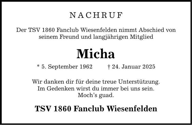 Traueranzeige Micha 