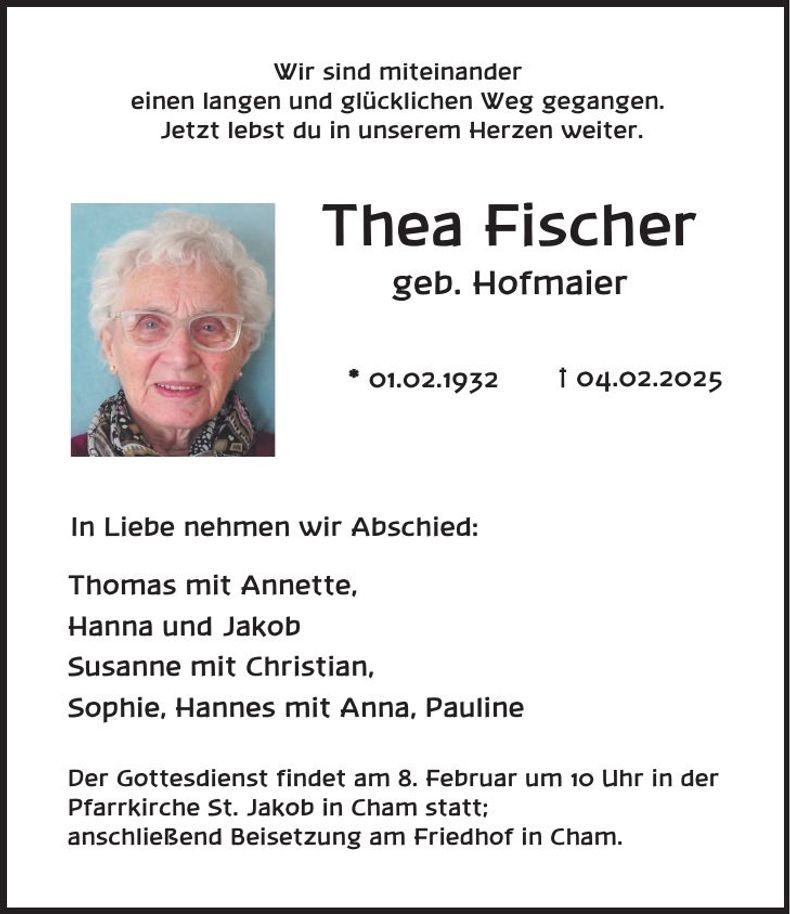 Traueranzeige Thea Fischer