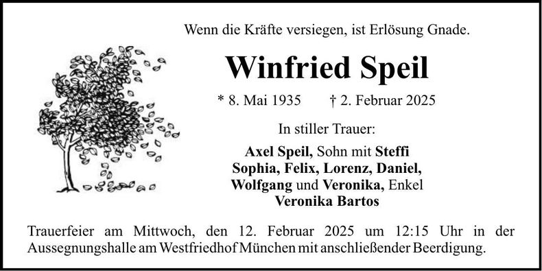 Traueranzeige Winfried Speil