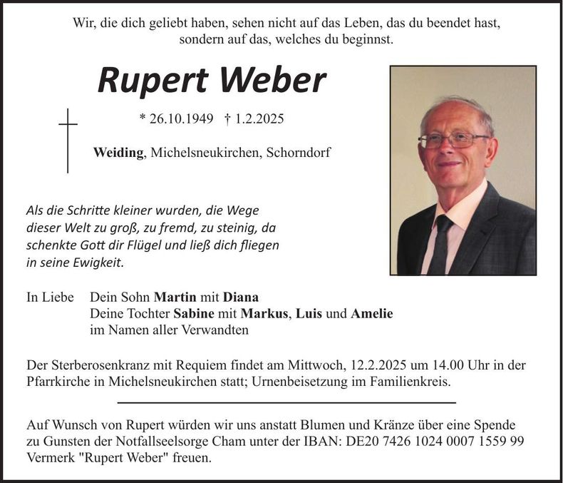 Traueranzeige Rupert Weber