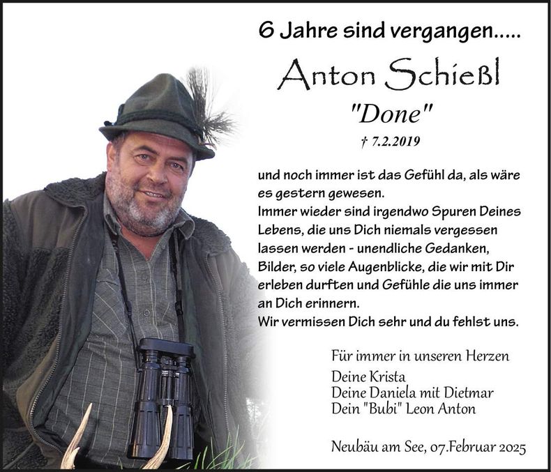 Traueranzeige Anton Schießl