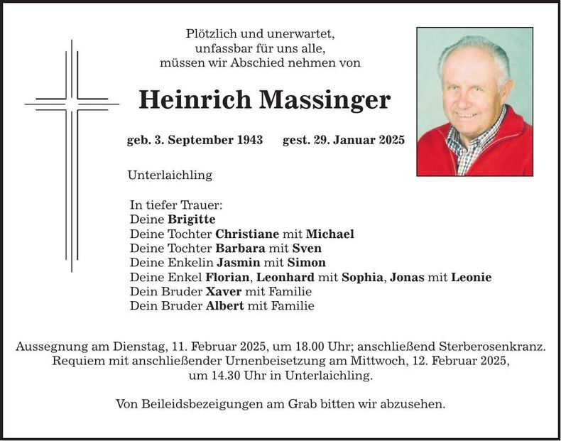 Traueranzeige Heinrich Massinger