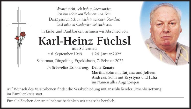 Traueranzeige Karl-Heinz Füchsl