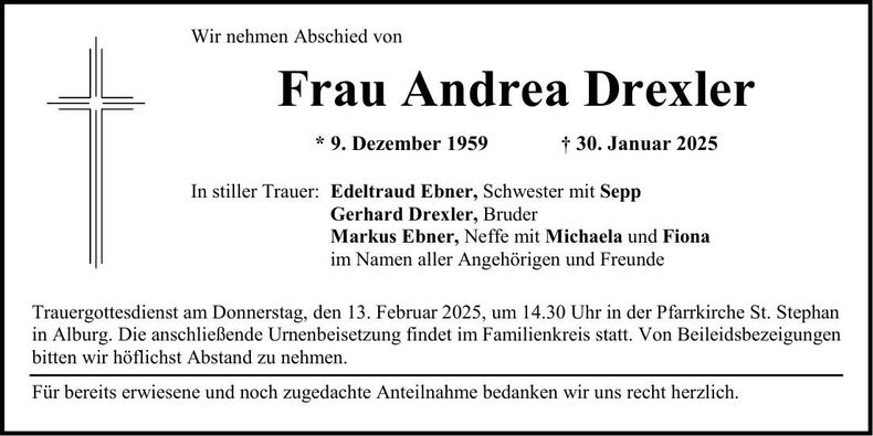 Traueranzeige Andrea Drexler
