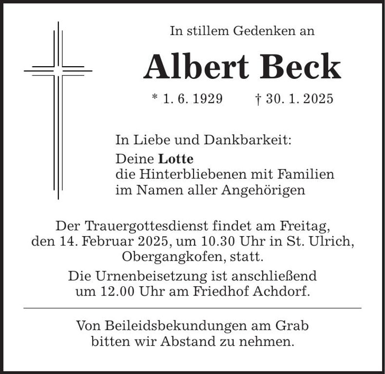 Traueranzeige Albert Beck