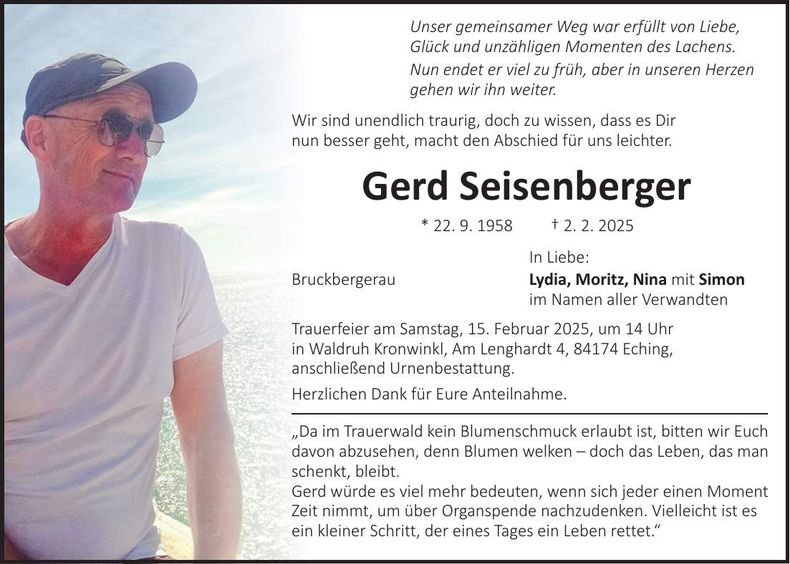 Traueranzeige Gerd Seisenberger