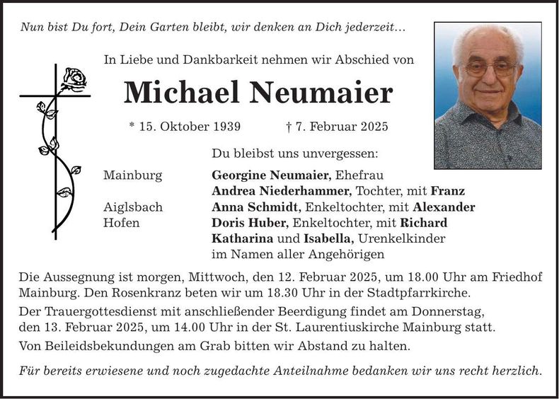 Traueranzeige Michael Neumaier