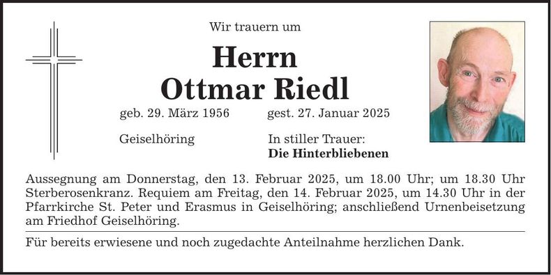 Traueranzeige Ottmar Riedl