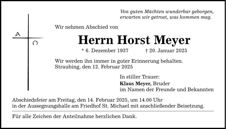 Traueranzeige Horst Meyer