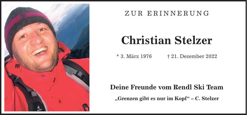 Traueranzeige Christian Stelzer