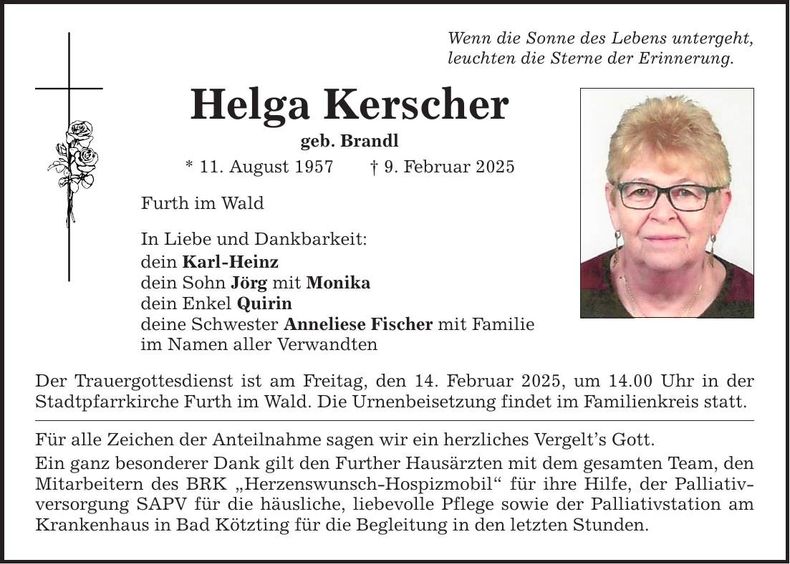 Traueranzeige Helga Kerscher