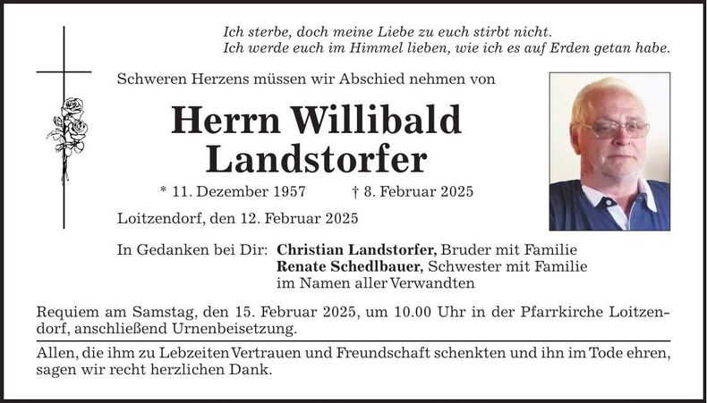 Traueranzeige Willibald Landstorfer
