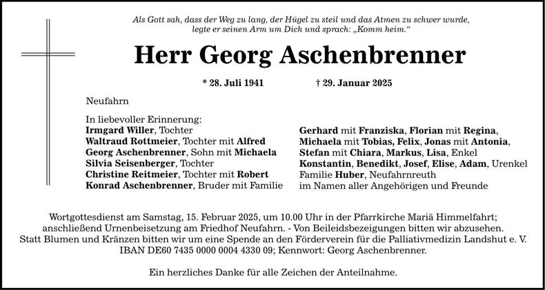 Traueranzeige Georg Aschenbrenner