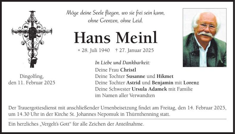 Traueranzeige Hans Meinl