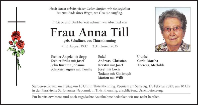 Traueranzeige Anna Till