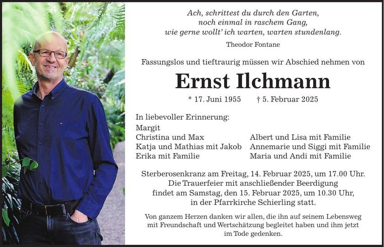 Traueranzeige Ernst Ilchmann