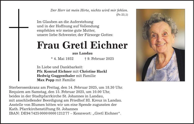 Traueranzeige Gretl Eichner