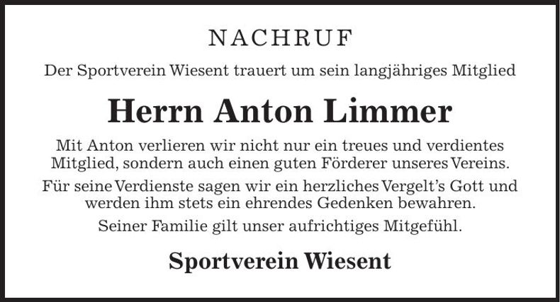 Traueranzeige Anton Limmer
