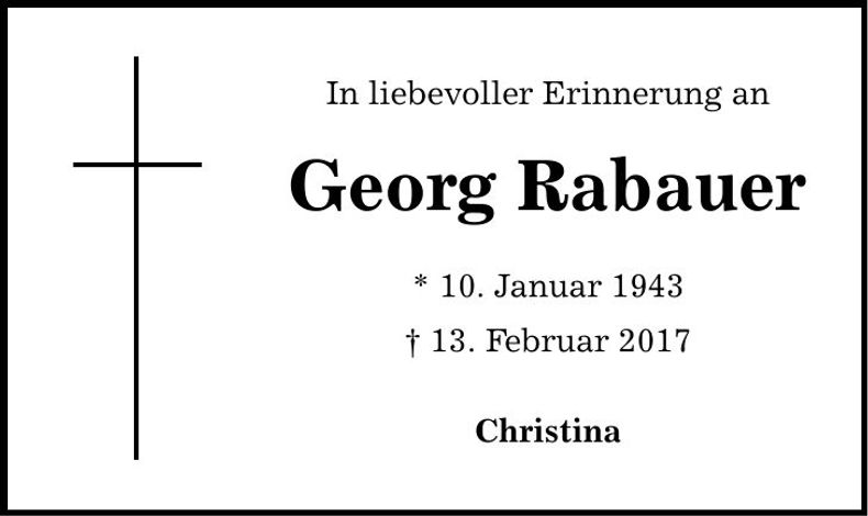 Traueranzeige Georg Rabauer