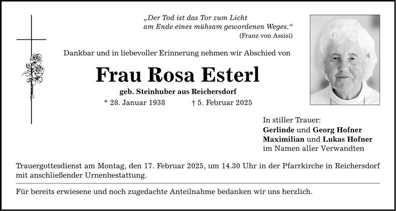 Traueranzeige Rosa Esterl