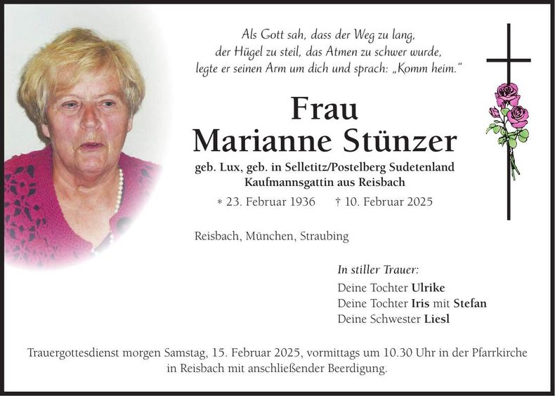 Traueranzeige Stünzer Marianne