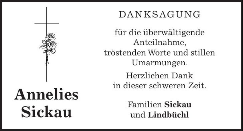 Traueranzeige Annelies Sickau