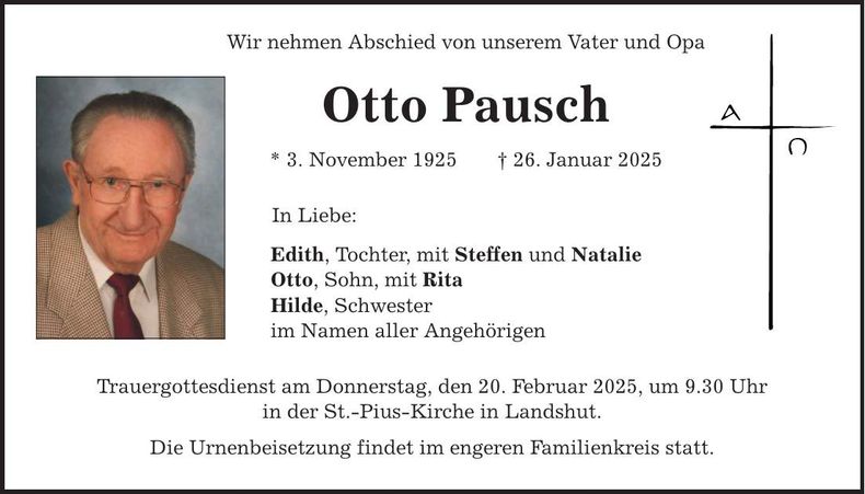 Traueranzeige Otto Pausch