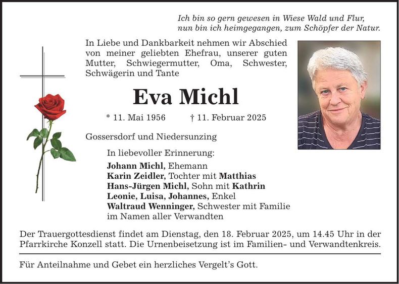 Traueranzeige Eva Michl