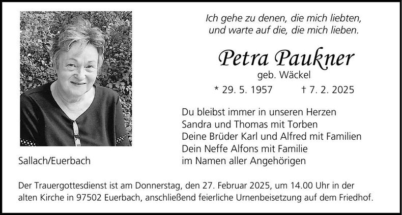 Traueranzeige Petra Paukner