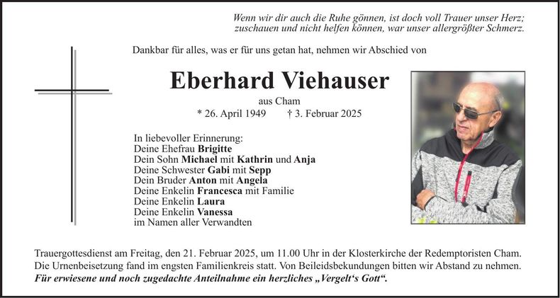Traueranzeige Eberhard Viehauser