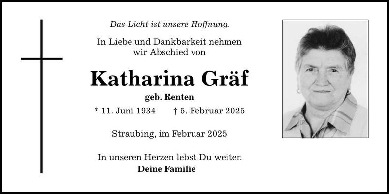 Traueranzeige Katharina Gräf
