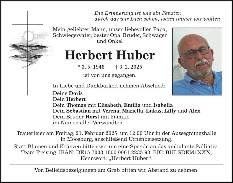 Traueranzeige Herbert Huber