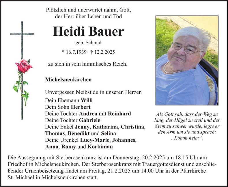 Traueranzeige Heidi Bauer