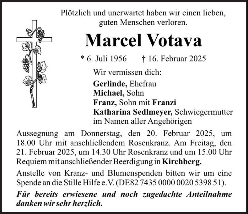 Traueranzeige Marcel Votava